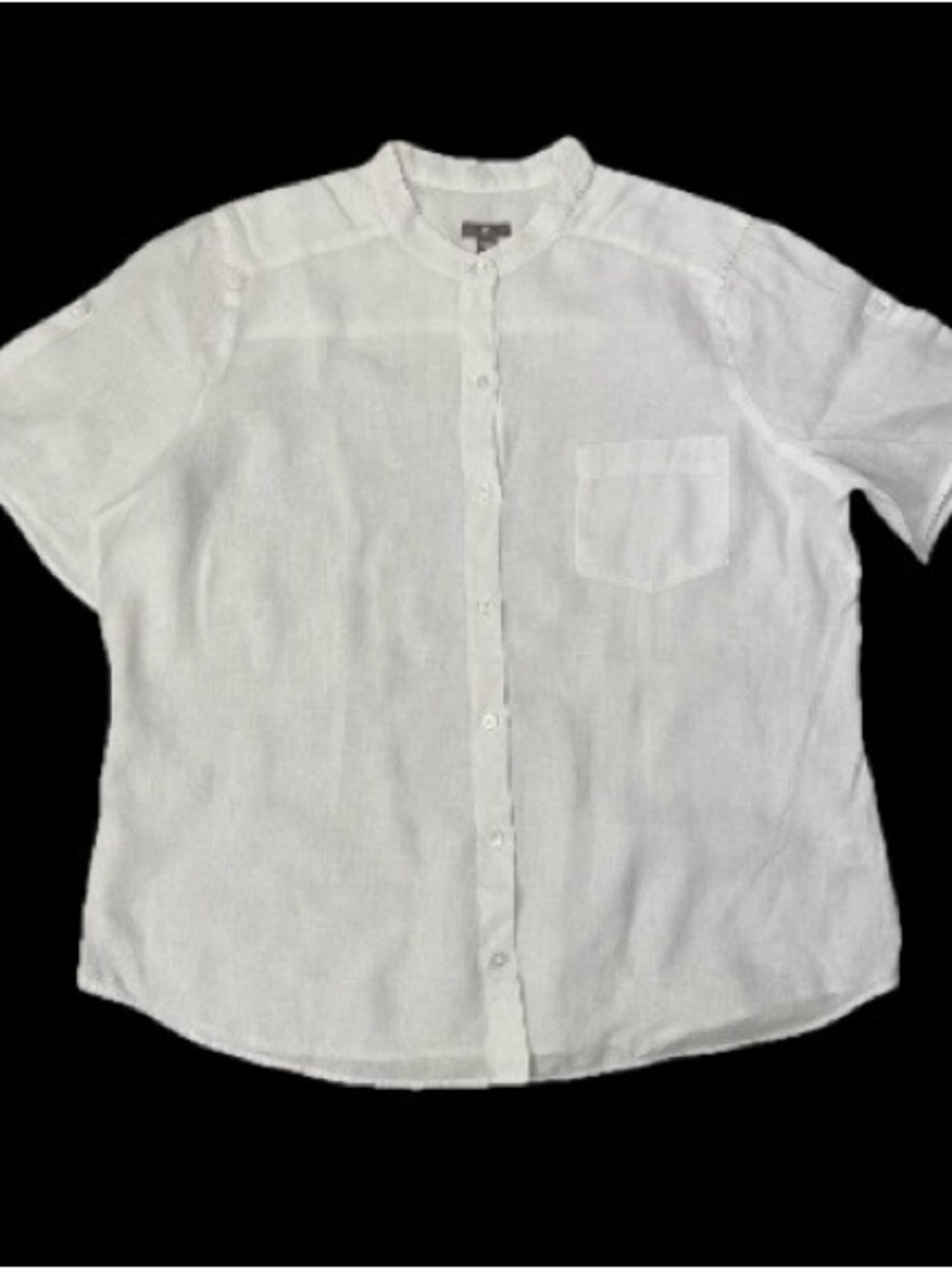 J. Jill White Short-Sleeve Button-Down Linen Shirt